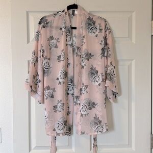 H&M Sheer Rose Print Kimono